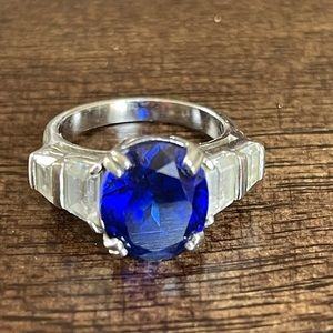 Simulated Sapphire & Diamond Cocktail Ring 💍